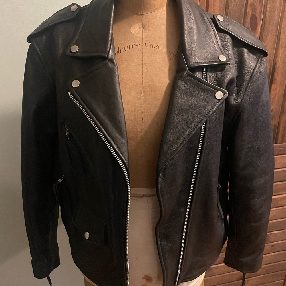 Wilson Black Leather Motorcycle Jacket